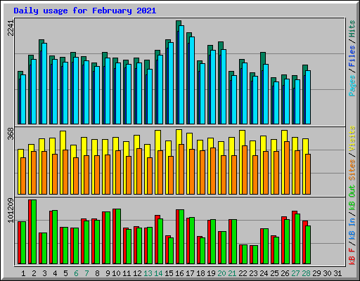 Daily usage for February 2021